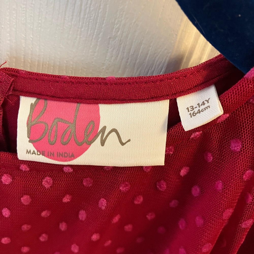 Mini Boden Girls Pink Tulle Polka Dot Dress Sz 13-14y - Picture 8 of 8